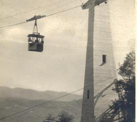 immagine storica prime funivie europee tratto paganella
